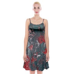 Multicolored Surface Texture Print Spaghetti Strap Velvet Dress