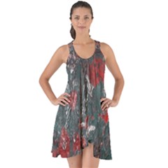 Multicolored Surface Texture Print Show Some Back Chiffon Dress by dflcprintsclothing