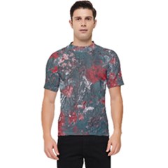 Multicolored Surface Texture Print Men s Short Sleeve Rash Guard