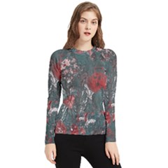 Multicolored Surface Texture Print Women s Long Sleeve Rash Guard