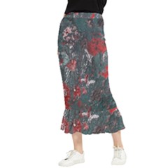 Multicolored Surface Texture Print Maxi Fishtail Chiffon Skirt by dflcprintsclothing