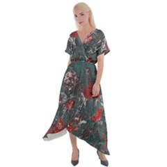 Multicolored Surface Texture Print Cross Front Sharkbite Hem Maxi Dress by dflcprintsclothing