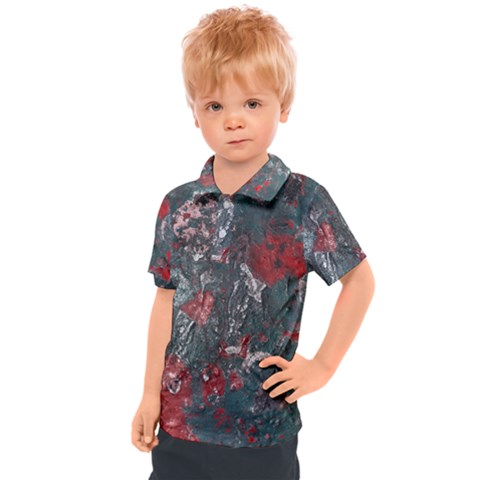 Multicolored Surface Texture Print Kids  Polo Tee by dflcprintsclothing