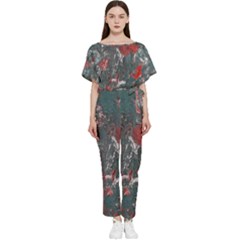 Multicolored Surface Texture Print Batwing Lightweight Jumpsuit by dflcprintsclothing