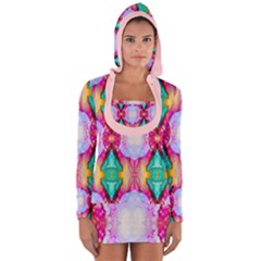 Colorful Abstract Painting E Long Sleeve Hooded T-shirt by gloriasanchez