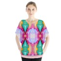 Colorful Abstract Painting E Batwing Chiffon Blouse View1