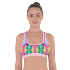 Colorful Abstract Painting E Cross Back Sports Bra by gloriasanchez