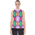 Colorful Abstract Painting E Mock Neck Shell Top View1