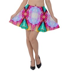 Colorful Abstract Painting E Velvet Skater Skirt