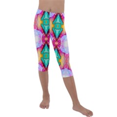 Colorful Abstract Painting E Kids  Lightweight Velour Capri Leggings  by gloriasanchez