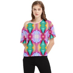 Colorful Abstract Painting E One Shoulder Cut Out Tee