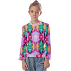 Colorful Abstract Painting E Kids  Frill Detail Tee