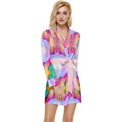 Colorful Abstract Painting E Long Sleeve Satin Robe by gloriasanchez