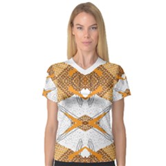 Abstract African Pattern V-neck Sport Mesh Tee