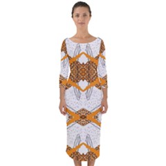 Abstract African Pattern Quarter Sleeve Midi Bodycon Dress by gloriasanchez