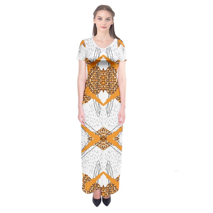 Abstract African Pattern Short Sleeve Maxi Dress