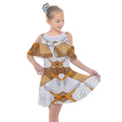 Abstract African Pattern Kids  Shoulder Cutout Chiffon Dress by gloriasanchez