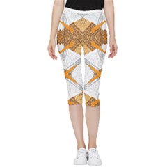 Abstract African Pattern Inside Out Lightweight Velour Capri Leggings 