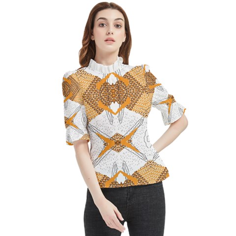 Abstract African Pattern Frill Neck Blouse by gloriasanchez