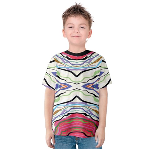 Bohemian Colorful Pattern B Kids  Cotton Tee by gloriasanchez