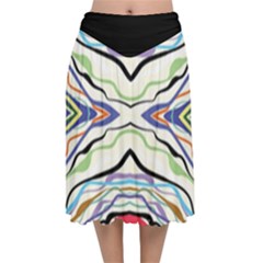 Bohemian Colorful Pattern B Velvet Flared Midi Skirt