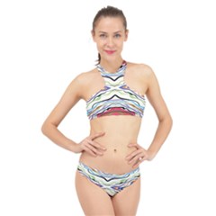 Bohemian Colorful Pattern B High Neck Bikini Set by gloriasanchez