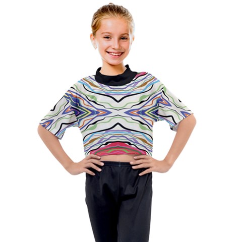 Bohemian Colorful Pattern B Kids Mock Neck Tee by gloriasanchez