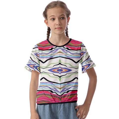 Bohemian Colorful Pattern B Kids  Cuff Sleeve Scrunch Bottom Tee by gloriasanchez