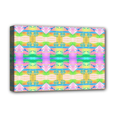 Colorful Neon Pattern  Deluxe Canvas 18  X 12  (stretched) by gloriasanchez