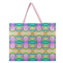 Colorful Neon Pattern  Zipper Large Tote Bag