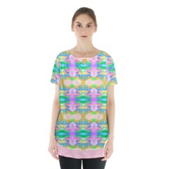 Colorful Neon Pattern  Skirt Hem Sports Top by gloriasanchez