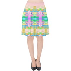 Colorful Neon Pattern  Velvet High Waist Skirt by gloriasanchez