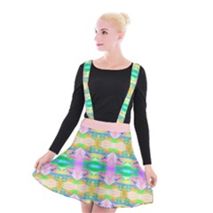 Colorful Neon Pattern  Suspender Skater Skirt by gloriasanchez