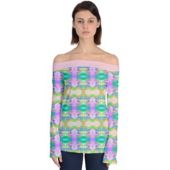 Colorful Neon Pattern  Off Shoulder Long Sleeve Top by gloriasanchez