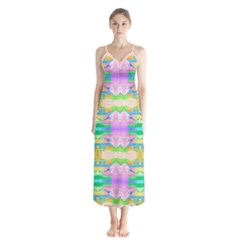 Colorful Neon Pattern  Button Up Chiffon Maxi Dress by gloriasanchez