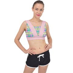 Colorful Neon Pattern  V-back Sports Bra by gloriasanchez