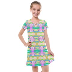 Colorful Neon Pattern  Kids  Cross Web Dress by gloriasanchez