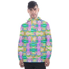 Colorful Neon Pattern  Men s Front Pocket Pullover Windbreaker