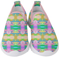 Colorful Neon Pattern  Kids  Slip On Sneakers by gloriasanchez