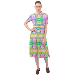 Colorful Neon Pattern  Keyhole Neckline Chiffon Dress by gloriasanchez