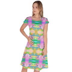 Colorful Neon Pattern  Classic Short Sleeve Dress by gloriasanchez