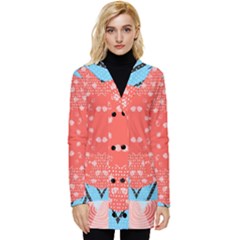 Chic Boho Print E Button Up Hooded Coat 