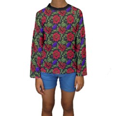 Spanish Passion Floral Pattern Kids  Long Sleeve Swimwear by gloriasanchez