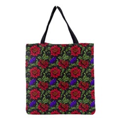 Spanish Passion Floral Pattern Grocery Tote Bag by gloriasanchez