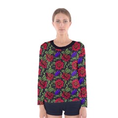 Spanish Passion Floral Pattern Women s Long Sleeve Tee