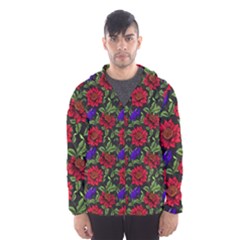 Spanish Passion Floral Pattern Men s Hooded Windbreaker by gloriasanchez