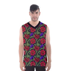 Spanish Passion Floral Pattern Men s Basketball Tank Top by gloriasanchez