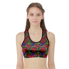 Spanish Passion Floral Pattern Sports Bra With Border by gloriasanchez