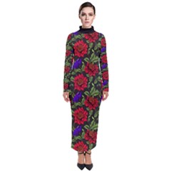 Spanish Passion Floral Pattern Turtleneck Maxi Dress by gloriasanchez