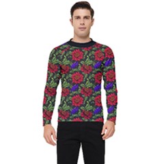 Spanish Passion Floral Pattern Men s Long Sleeve Rash Guard